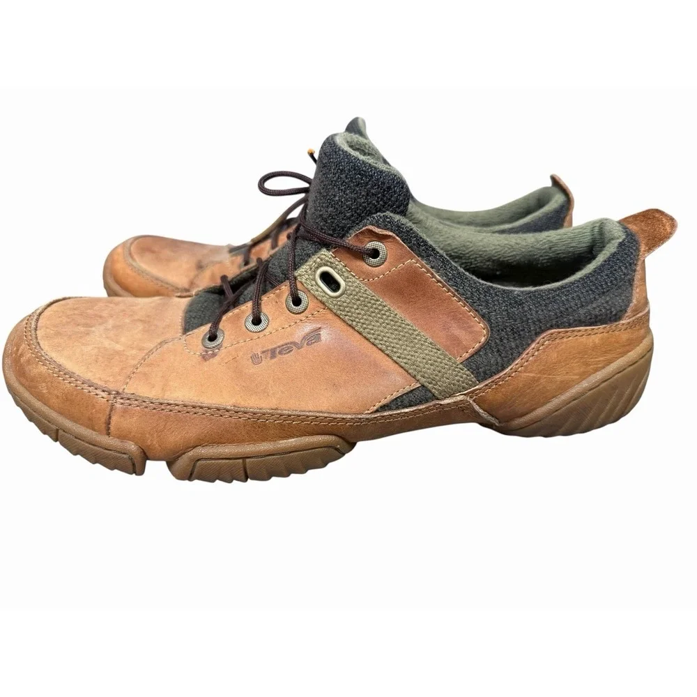 Teva Riva Leather Hiking Shoes Mens 10 Brown Trail Outdoor Comfort Low Lace Up